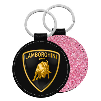 Lamborghini, Μπρελόκ Δερματίνη, στρογγυλό ΡΟΖ (5cm)