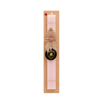 Lamborghini, Easter Set, wooden keychain & scented flat Easter candle (30cm) (PINK)