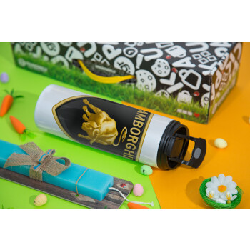 Lamborghini, Easter candle,Travel Tumbler 2 Lids, with metal straw & cleaning brush & aromatic flat candle (30cm) (BLUE)