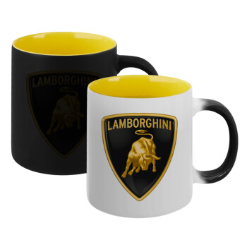 Lamborghini, Κούπα Μαγική εσωτερικό κίτρινη, κεραμική 330ml που αλλάζει χρώμα με το ζεστό ρόφημα (1 τεμάχιο)