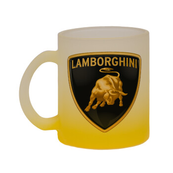 Lamborghini, Κούπα γυάλινη δίχρωμη με βάση το κίτρινο ματ, 330ml