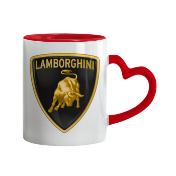 Lamborghini, Mug heart red handle, ceramic, 330ml