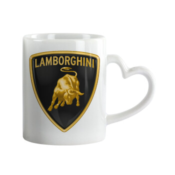 Lamborghini, Κούπα καρδιά χερούλι λευκή, κεραμική, 330ml