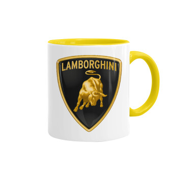 Lamborghini, Κούπα χρωματιστή κίτρινη, κεραμική, 330ml