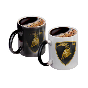 Lamborghini, Color changing magic Mug, ceramic, 330ml when adding hot liquid inside, the black colour desappears (1 pcs)