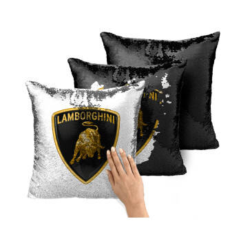 Lamborghini, Μαξιλάρι καναπέ Μαγικό Μαύρο με πούλιες 40x40cm περιέχεται το γέμισμα