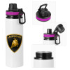 Metallic water bottle with safety lid, 850ml aluminum