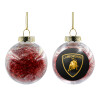 Transparent Christmas tree ball ornament with red filling 8cm