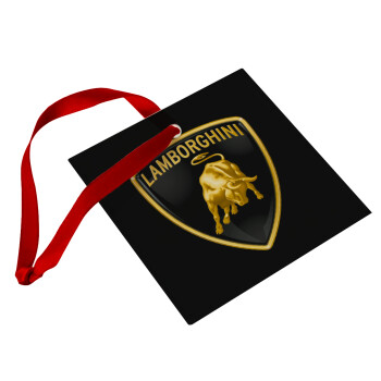 Lamborghini, Christmas ornament, glass square ornament 9x9cm
