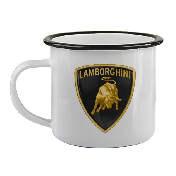 Lamborghini — Enamel mug with black rim, 360ml