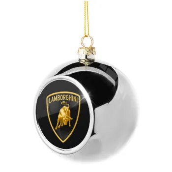 Lamborghini, Silver 8cm Christmas tree ball ornament