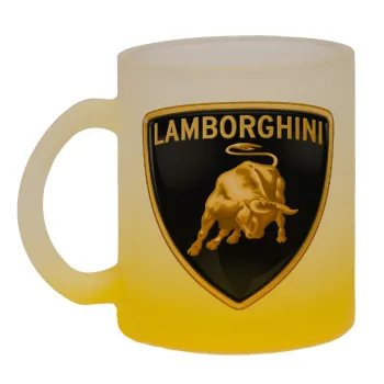 Lamborghini, Κούπα γυάλινη δίχρωμη με βάση το κίτρινο ματ, 330ml