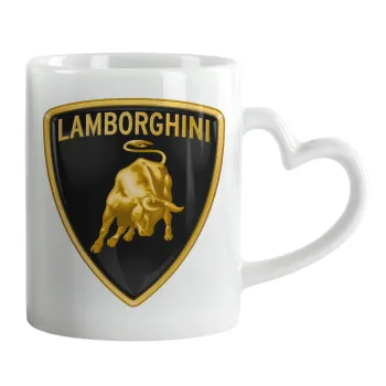Lamborghini, Κούπα καρδιά χερούλι λευκή, κεραμική, 330ml