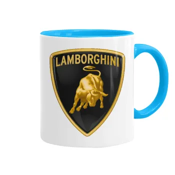 Lamborghini, Mug colored light blue, ceramic, 330ml