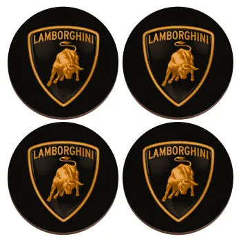 Lamborghini, ΣΕΤ x4 Σουβέρ ξύλινα στρογγυλά plywood (9cm)