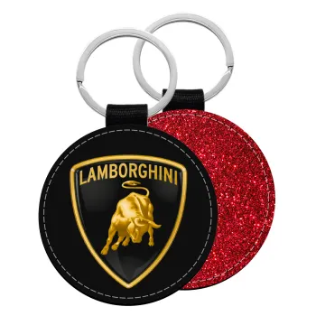 Lamborghini, Μπρελόκ Δερματίνη, στρογγυλό ΚΟΚΚΙΝΟ (5cm)