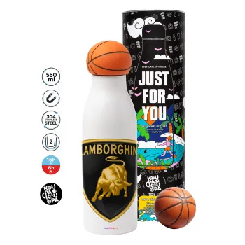Lamborghini, Μπάλα μπάσκετ μεταλλικό παγούρι θερμός, διπλού τοιχώματος, 550ml