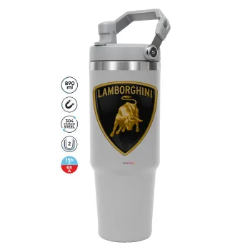 Lamborghini, GREY color, 890ml (30oz) stainless Steel Tumbler with Handle