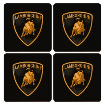 Lamborghini, ΣΕΤ x4 Σουβέρ ξύλινα τετράγωνα plywood (9cm)