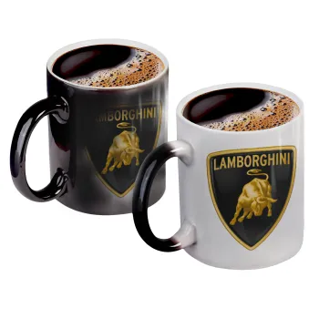Lamborghini, Color changing magic Mug, ceramic, 330ml when adding hot liquid inside, the black colour desappears (1 pcs)