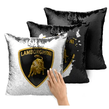 Lamborghini, Μαξιλάρι καναπέ Μαγικό Μαύρο με πούλιες 40x40cm περιέχεται το γέμισμα