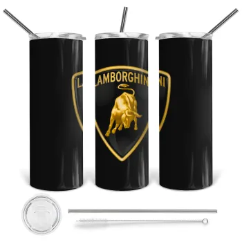 Lamborghini, Tumbler stainless steel 600ml, with metal straw & cleaning brush