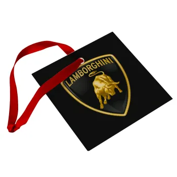 Lamborghini, Στολίδι Χριστουγεννιάτικο στολίδι γυάλινο τετράγωνο 9x9cm