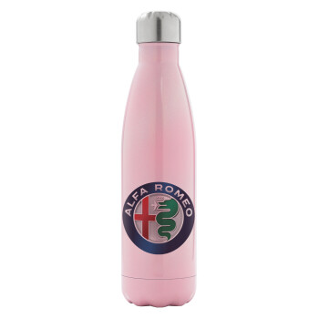 Alfa Romeo, Metal mug thermos Pink Iridiscent (Stainless steel), double wall, 500ml