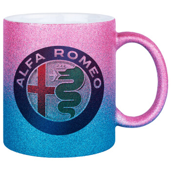 Alfa Romeo, Κούπα Χρυσή/Μπλε Glitter, κεραμική, 330ml