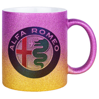 Alfa Romeo, Κούπα Χρυσή/Ροζ Glitter, κεραμική, 330ml