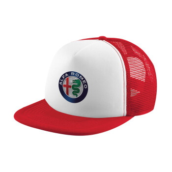 Alfa Romeo, Καπέλο Ενηλίκων Soft Trucker με Δίχτυ Red/White (POLYESTER, ΕΝΗΛΙΚΩΝ, UNISEX, ONE SIZE)