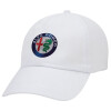 Alfa Romeo, Καπέλο ενηλίκων Jockey Λευκό (snapback, 5-φύλλο, unisex)