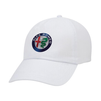 Alfa Romeo, Καπέλο Ενηλίκων Baseball Λευκό 5-φύλλο (POLYESTER, ΕΝΗΛΙΚΩΝ, UNISEX, ONE SIZE)