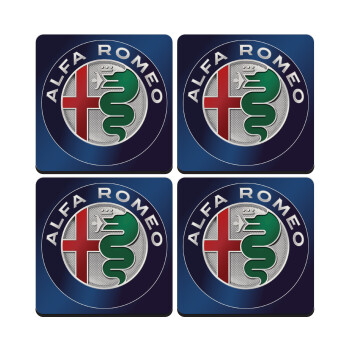 Alfa Romeo, ΣΕΤ 4 Σουβέρ ξύλινα τετράγωνα (9cm)