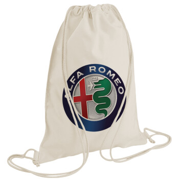 Alfa Romeo, Τσάντα πλάτης πουγκί GYMBAG natural (28x40cm)
