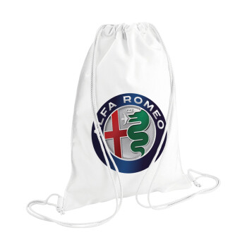 Alfa Romeo, Τσάντα πλάτης πουγκί GYMBAG λευκή (28x40cm)