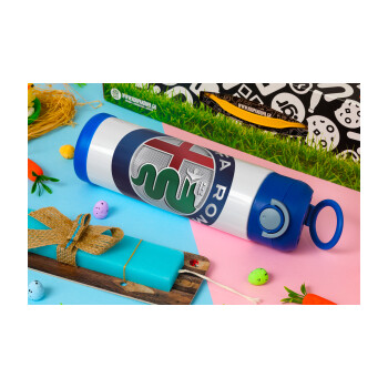 Alfa Romeo, Easter candle, Childrens hot water bottle, stainless steel, with safety straw, BLUE (500ml)