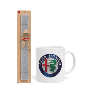 Alfa Romeo, Easter Set, Ceramic Cup (330ml) & Easter aromatic flat candle (30cm) (GRAY)