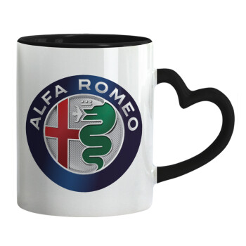 Alfa Romeo, Mug heart black handle, ceramic, 330ml