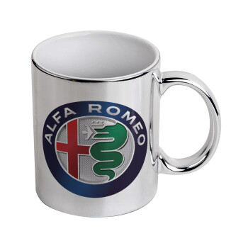 Alfa Romeo, Mug ceramic, silver mirror, 330ml
