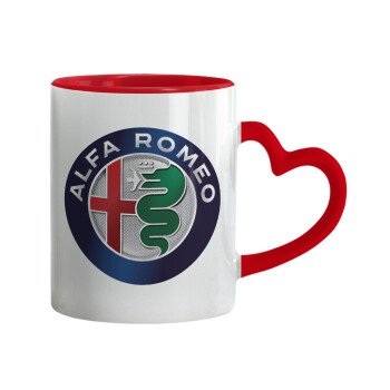Alfa Romeo, Mug heart red handle, ceramic, 330ml