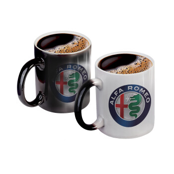 Alfa Romeo, Color changing magic Mug, ceramic, 330ml when adding hot liquid inside, the black colour desappears (1 pcs)