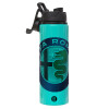 Metallic water bottle with safety lid, 850ml aluminum