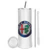 Tumbler stainless steel 600ml, with metal straw & cleaning brush