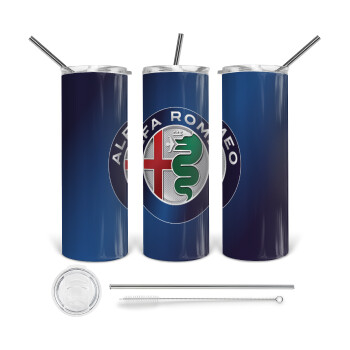 Alfa Romeo, 360 Eco friendly stainless steel tumbler 600ml, with metal straw & cleaning brush