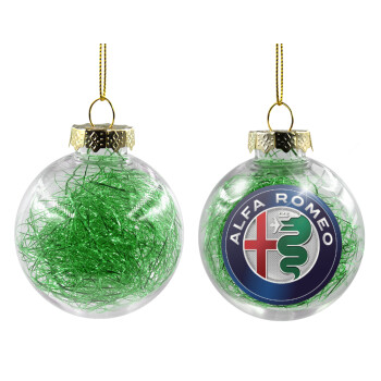 Alfa Romeo, Transparent Christmas tree ball ornament with green filling 8cm