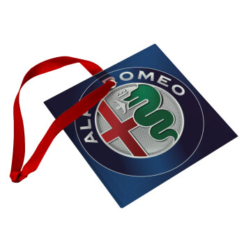 Alfa Romeo, Christmas ornament, glass square ornament 9x9cm