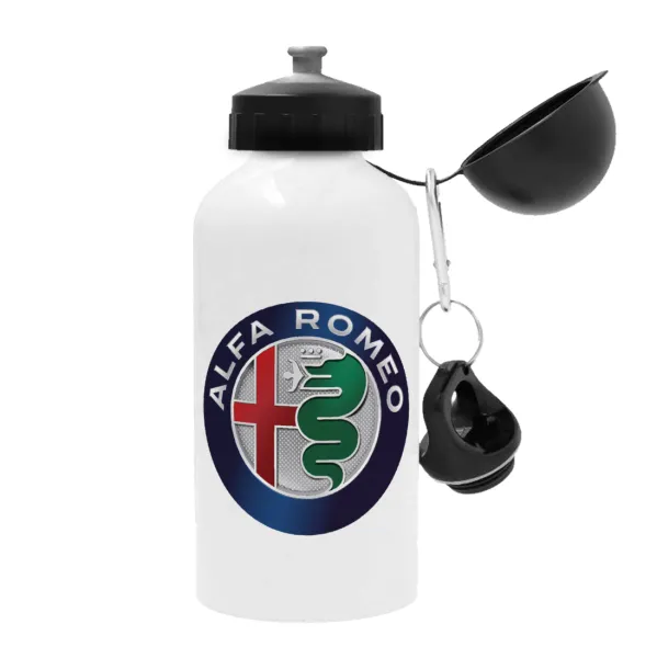 Alfa Romeo — Metal water bottle, White, aluminum 500ml