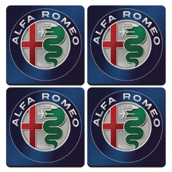 Alfa Romeo, ΣΕΤ 4 Σουβέρ ξύλινα τετράγωνα (9cm)