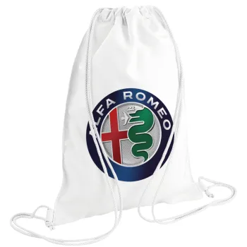 Alfa Romeo, Τσάντα πλάτης πουγκί GYMBAG λευκή (28x40cm)